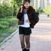 亚洲貂2011新款女装兔毛狐狸领外套皮草上衣2色B002